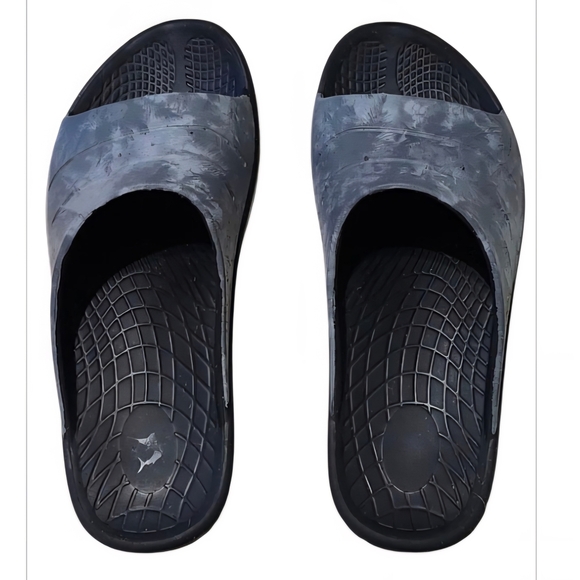 Gray and Black Slide Sandals - Picture 1 of 6